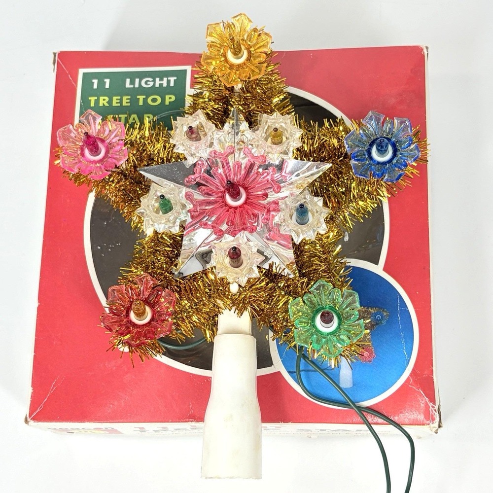 Vintage Beacon Tree Topper 11 Light Christmas Holiday Star 302 - Original Box
